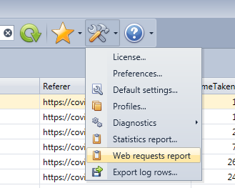 Launch the Web Request report in the HttpLogBrowser