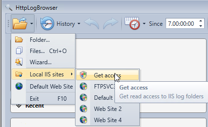 Get read access to IIS log folders in the HttpLogBrowser
