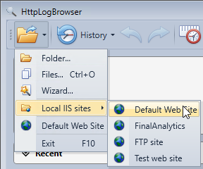Load IIS HTTP logs directly from the menu in the HttpLogBrowser