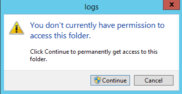 Enter IIS HTTP log folder to change permissions