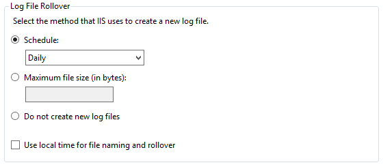 Log file rollover for the HTTP logging in IIS