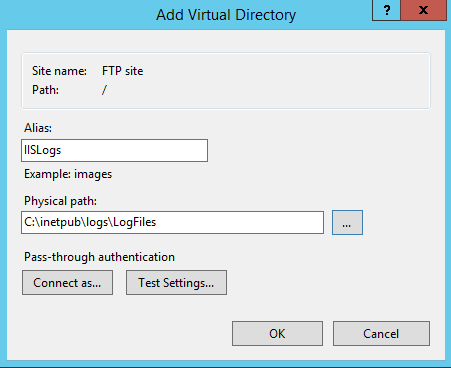 Configure a new virtual directory in a IIS FTP site