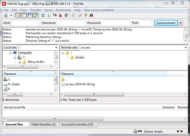 Apache shared log files in FileZilla