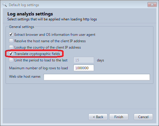 Enable the translation of IIS HTTP logs cryptographic fields in the HttpLogBrowser