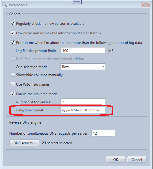 Date time format in the HttpLogBrowser