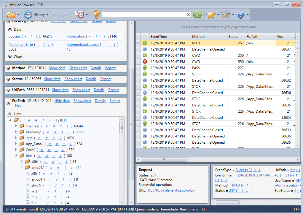 Analyzing IIS FTP logs with the HttpLogBrowser