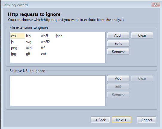 Select which kind of files to ignore in the Http Log Browser