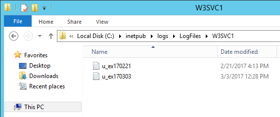 IIS log folder content