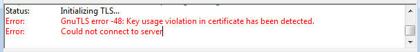 Key usage violation in certificate error when FileZilla tries to access a IIS FTP site with TLS