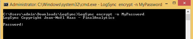 Encrypt a password for the LogSync command line tool