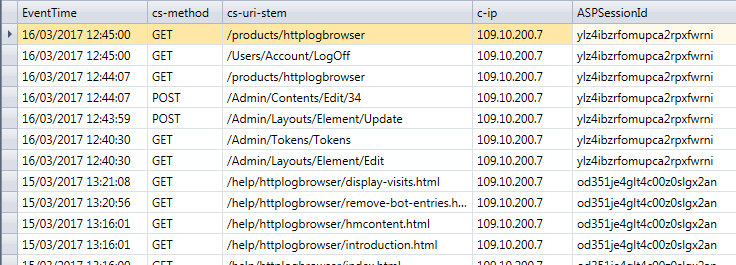 ASP.NET session ID extracted as a new field in the HttpLogBrowser