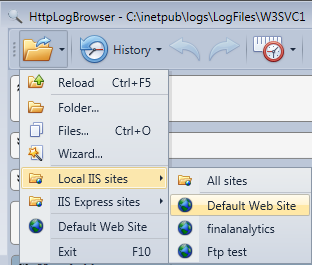 HttpLogBrowser Files menu