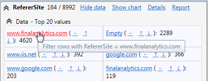 Exclude the web site itself through the referer site statistics in the HttpLogBrowser