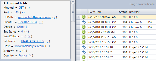 Constant fields in the HttpLogBrowser