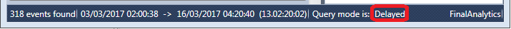HttpLogBrowser status bar with delayed query mode selected