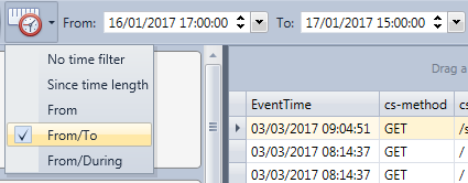 From to time selection in the HttpLogBrowser